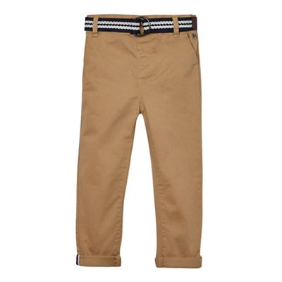 Boys' tan belted chinos